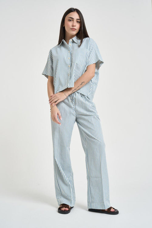 Camicia donna cropped celeste