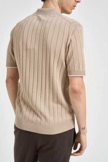 Polo uomo a coste beige - 3