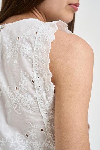 Top donna bianco in cotone sangallo - 4