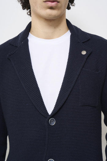 Giacca uomo in maglia blu - 3