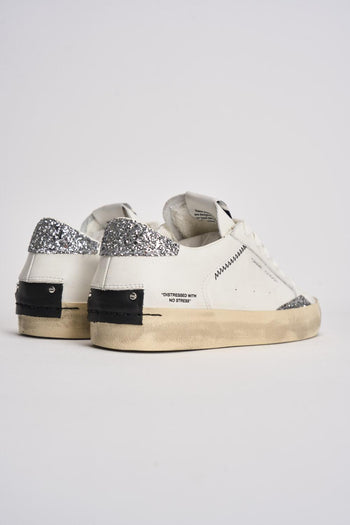 Sneakers donna bianche e glitter argento - 7