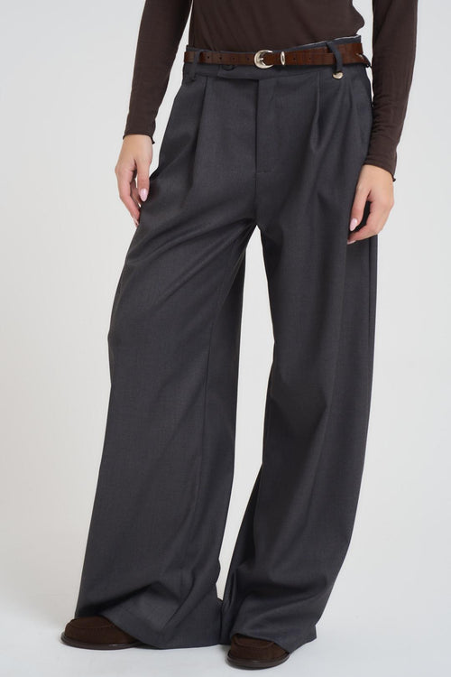 Pantalone donna a palazzo grigio scuro