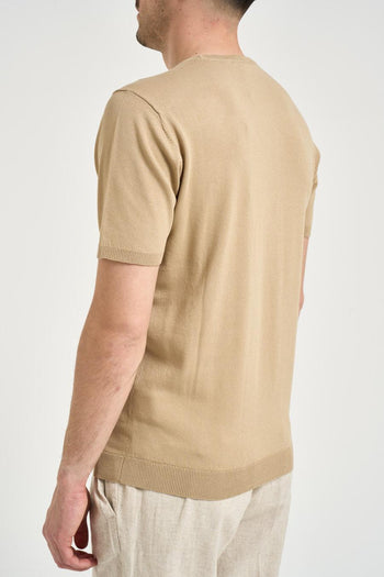 T-shirt uomo in maglia beige - 4