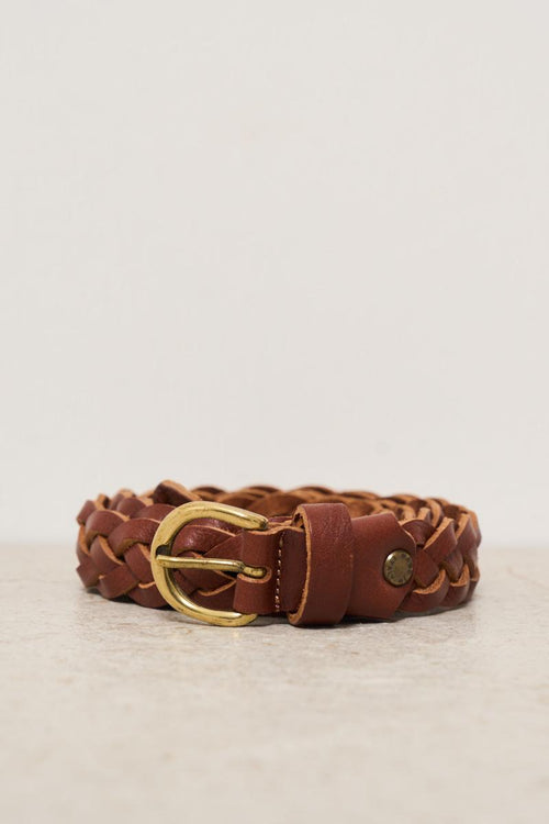 Cintura donna intrecciata marrone