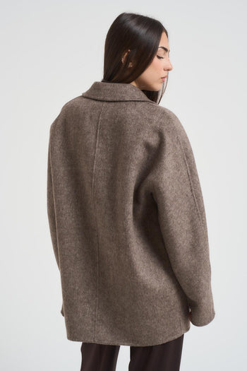 Cappotto donna doppiopetto tortora - 6