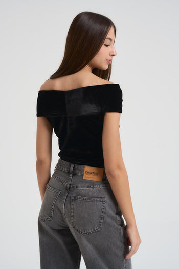 Body donna con scollo a V nero - 3