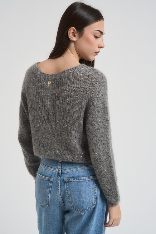 Maglia donna girocollo lurex perla - 2