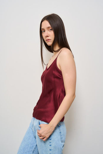 Top donna satinato rosso - 3