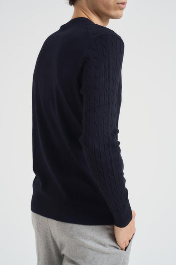 Maglia uomo girocollo treccia blu - 4