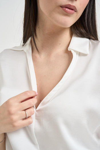 Blusa donna in raso bianca - 3