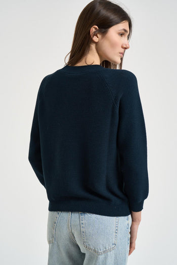 Maglia donna girocollo blu notte - 3