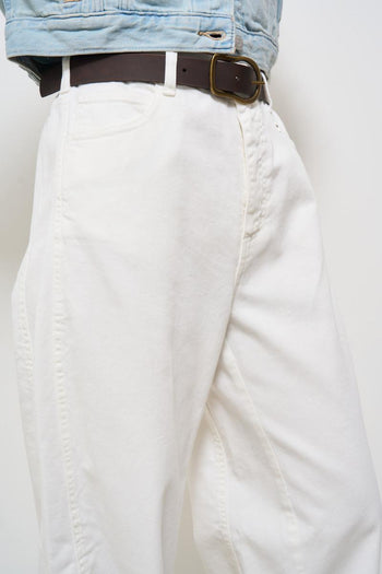 Jeans donna a palazzo in denim bianco - 5