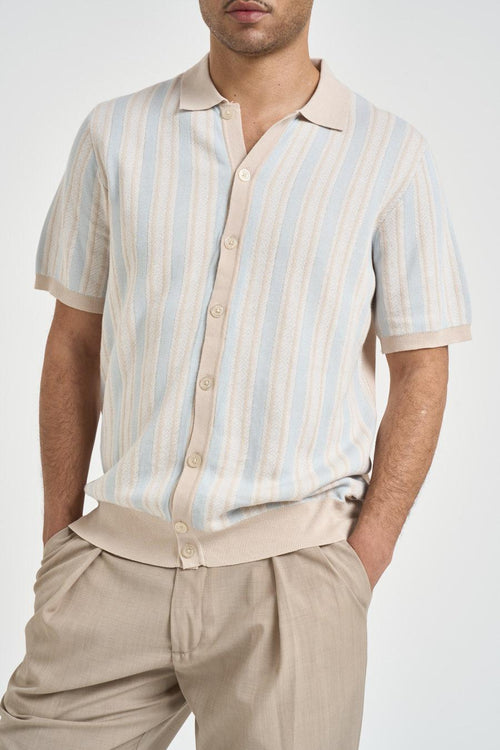 Polo uomo a righe panna