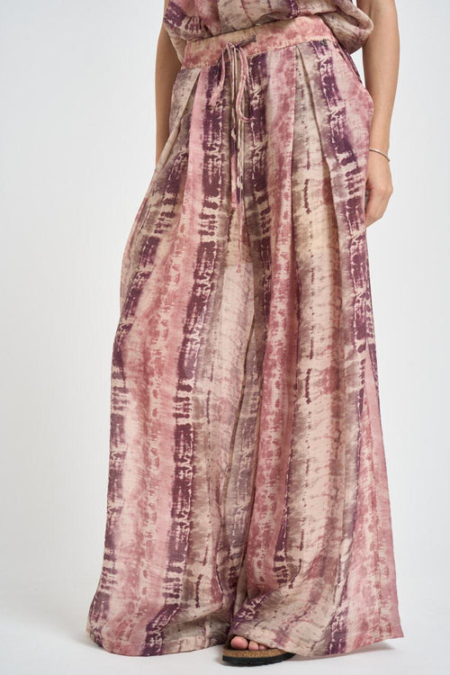 Pantalone donna gamba larga fantasia rosa - 2
