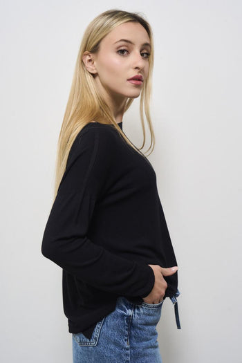 Women's black crew neck sweater - 3