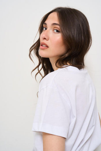 T-shirt donna girocollo bianca - 5
