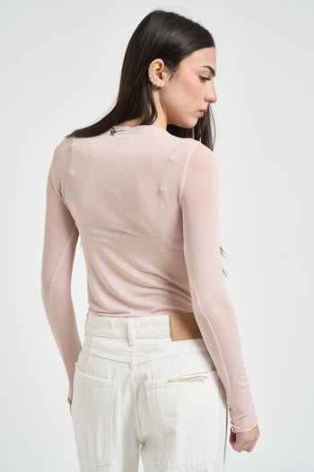 Maglia donna semitrasparente rosa - 5