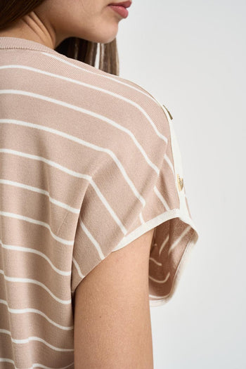 Maglia donna beige a righe - 6