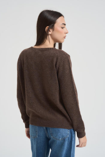 Maglia donna girocollo marrone - 3