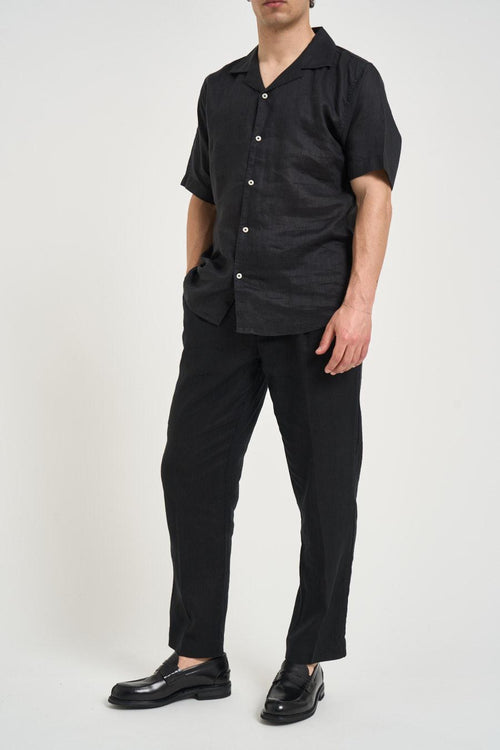 Camicia uomo in lino nera