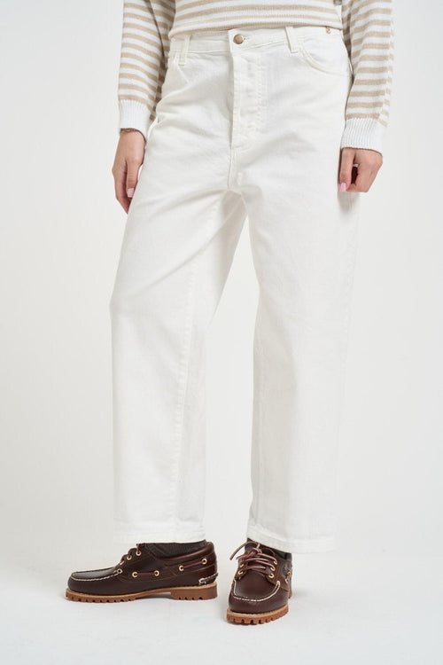 Jeans donna gamba dritta in denim bianco - 2
