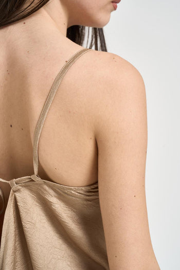 Top donna inserti in pizzo beige - 4