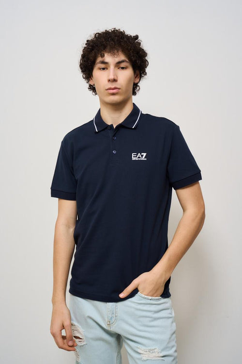 Polo uomo blu con logo