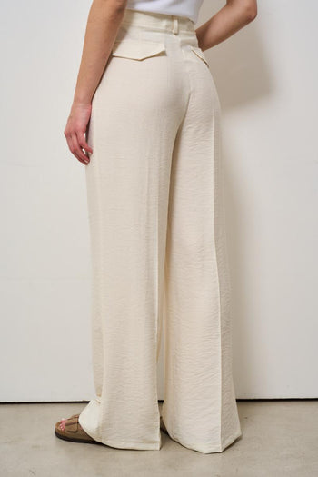Pantalone donna a palazzo panna - 4