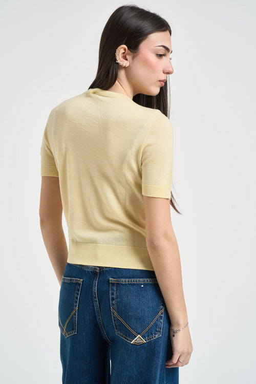 Maglia donna manica a sbuffo gialla - 2