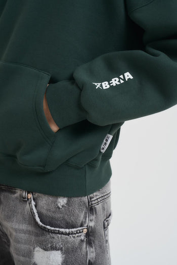 Felpa uomo con cappuccio verde bosco - 3