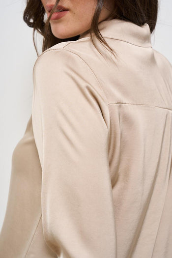Camicia donna satinata beige - 7