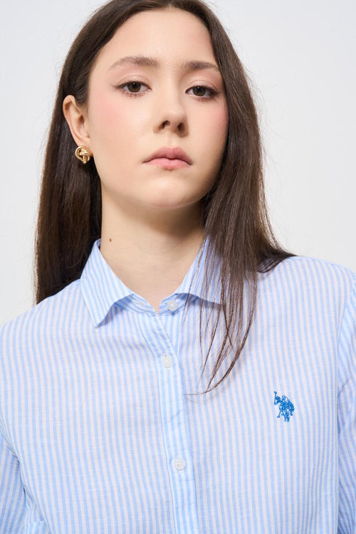 Camicia donna a righe celeste - 2