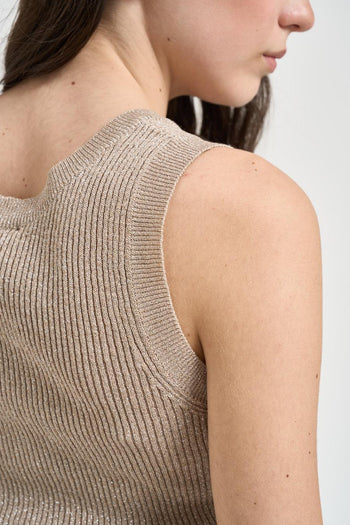 Top donna in maglia lurex oro - 5