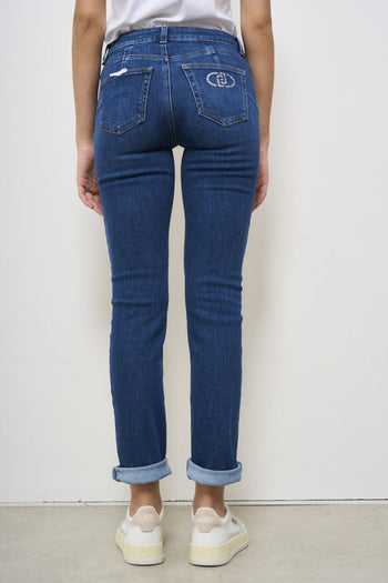 Skinny women's jeans in dark denim - 4