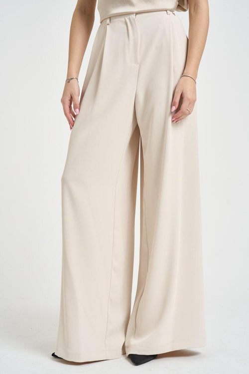Pantalone donna ampio panna - 2
