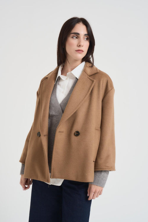Cappotto donna misto lana cammello - 2