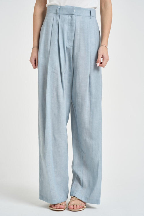 Pantalone donna wide leg celeste