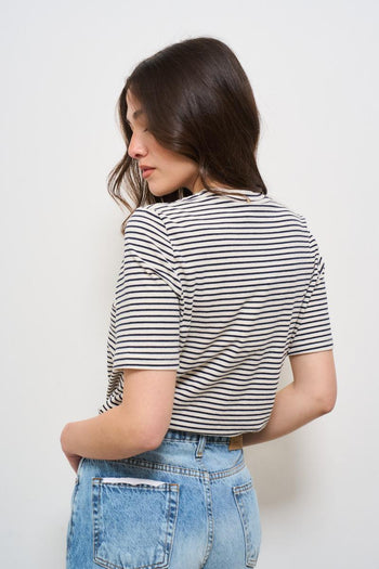 T-shirt donna a righe blu - 4