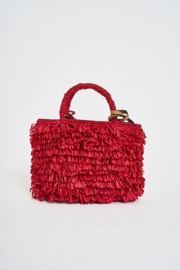 Borsa donna a mano in rafia rossa - 5