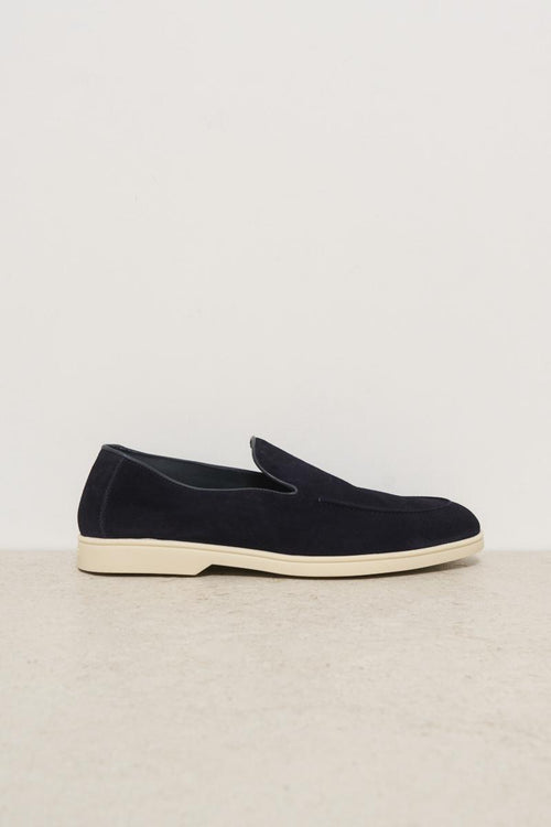 Mocassino uomo in suede blu