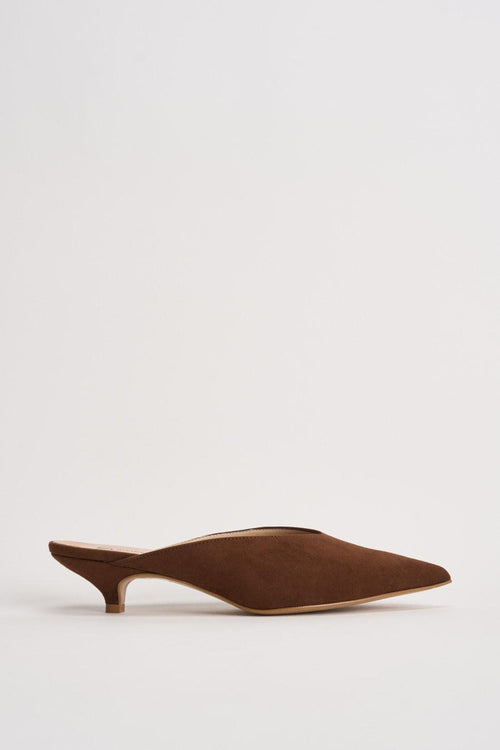 Sabot donna in suede marrone