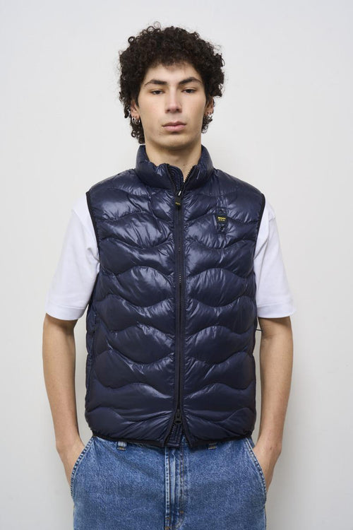 Men's blue quilted down vest