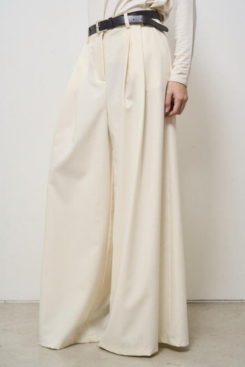 Women's cream palazzo trousers - 3