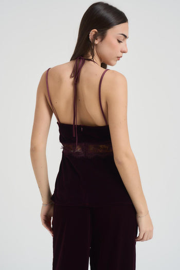 Top donna in velluto bordeaux - 4
