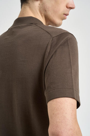 Polo uomo in maglia marrone - 4