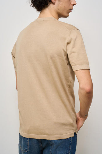 T-shirt uomo girocollo in maglia beige - 5
