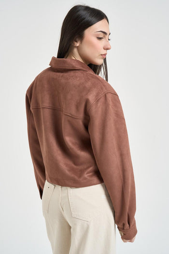 Giubbotto donna in suede marrone - 3