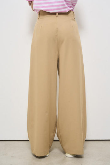 Women's camel palazzo trousers - 3