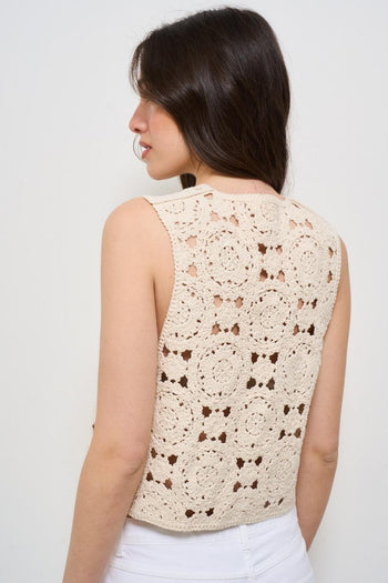 Gilet donna crochet ecru - 3