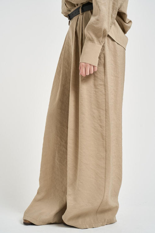 Pantalone donna gamba ampia sabbia - 2